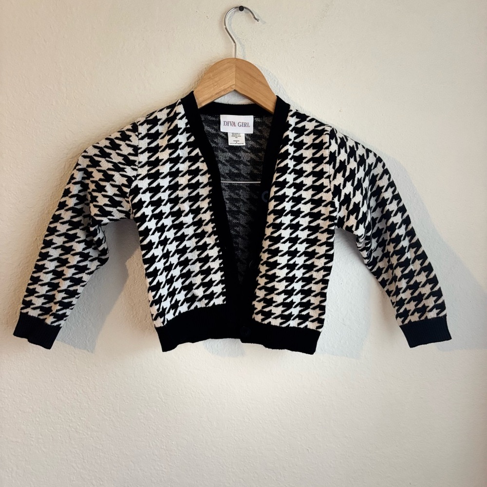 Black and White Houndstooth Kids Jacket